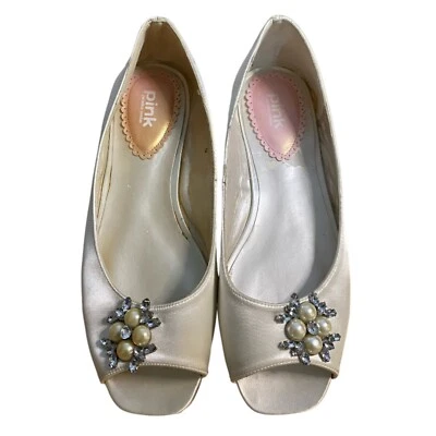 Zapatos Pink Paradox London Frosting Punta Abierta Plana Teñibles Satén Talla 9 Foto 1 de 4