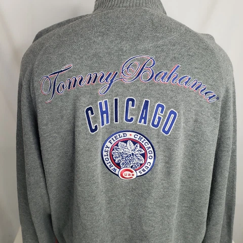 Tommy Bahama Chicago Cub Sweater Mens XL Embroidered MLB 1/4 Zip Sweatshirt Cover