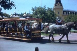 Disneyland 1958 Original Kodachrome 2x2 Slide Horse Main Street Trolley - Picture 1 of 1