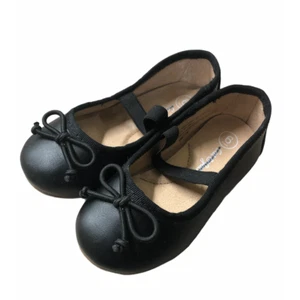 Cat & Jack Little Girls Black Dress Shoes Slippers with Bow Size 6 - Picture 1 of 5
