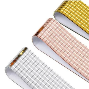 100*4CM Self-Adhesive Square Glass Mosaic Tiles Mirrors Mosaic Wall Sticker Roll - Picture 1 of 11