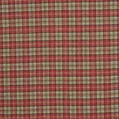 Abraham Moon Arlington Court Check 100% Wool Fabric Red Green Curtain Upholstery - Image 1 of 4
