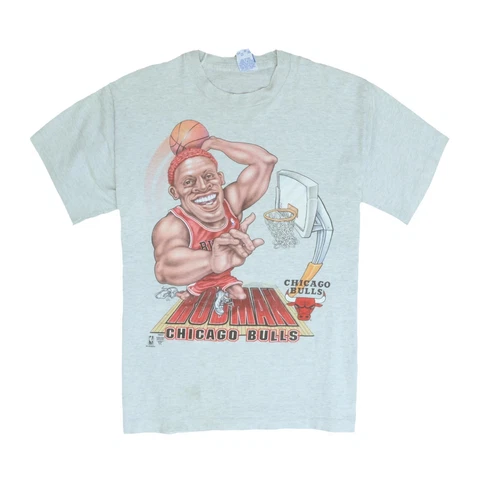 Vintage Chicago Bulls Dennis Rodman Caricature T-Shirt Youth Size 18-20 90s NBA Cover