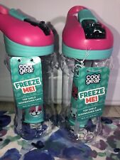 2 Of Tritan Cool Gear Freeze Me Water Bottle Straw 14 Fl. Oz. Pink Blue Dogs NEW