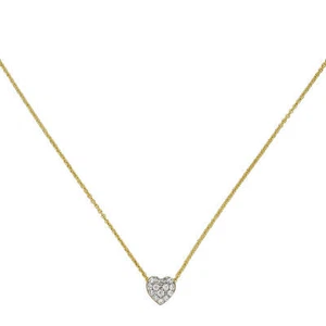 Collar De Ancla Con Colgante De Corazón Con Circonitas Blancas, Oro Amarillo 375 - Imagen 1 de 3