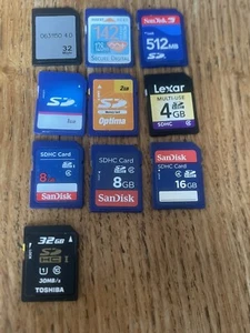 Job Lot Mix Bundle Memory Cards Sd Mini Micro 1 2 4 8 16 32 128 512 Mb Gb Camera - Picture 1 of 1