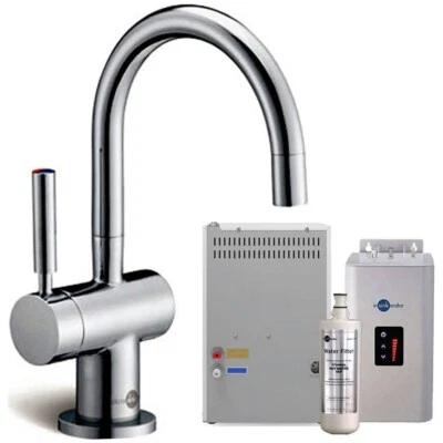 Insinkerator Brushed Steel Boiling Hot & Filtered Chilled Cold Water Tap & Tank - Image 1 of 4