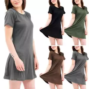 Women's Lady Summer Short Sleeve Casual Loose Dress Tops Mini T-shirt Dress - Picture 1 of 15
