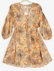 Band of the Free Boho Floral Peasant Dress Puff Sleeve Festival Chic NEW - Picture 1 of 5