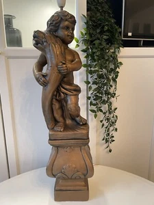 Vintage Plaster Angel Large Lamp Country House Gold Italian 30" Tall Rococo - Picture 1 of 9
