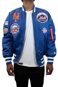 CHAQUETA BOMBARDERO REVERSIBLE ALPHA INDUSTRIES METS 1986 SERIE MUNDIAL KARITÉ 🏟️ PARCHE - Imagen 1 de 27