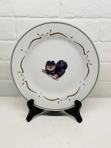 Pomeranian Dinnerware Danbury Mint Blue Trim Salad Dessert Plate Black Tan Dog - Picture 1 of 2