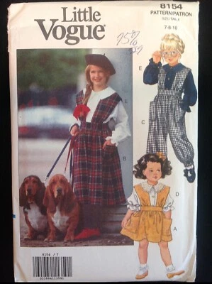 Pattern Vogue 8154, little vogue child’s jumper, jumpsuit, blouse sz 7-10 - Image 1 of 3