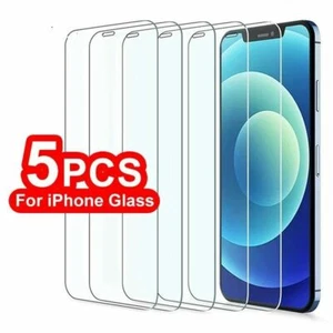 5xTempered Glass Screen Protector For iPhone 14 13 Pro Max 12 11 XR XS 8 7 6+ SE - Picture 1 of 11