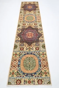 11 ft Mamluk Tribal Runner Rug Afghan Hand Knotted 100% Wool Bedroom Rug - Picture 1 of 10