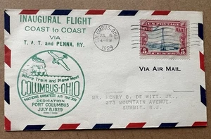 1929 Inaugural Air Mail Cover • Port Columbus Dedication • Roessler Cachet - Picture 1 of 5