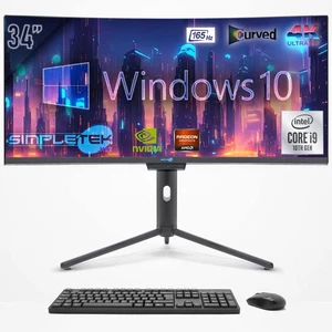 ALL IN ONE CORE i9 10th 34" WIN10 CURVO 4K 165Hz GAMING 4GB 240GB GPU RX550 - Afbeelding 1 van 10