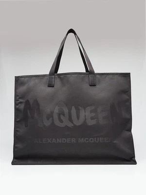 Alexander McQueen 黑色尼龙涂鸦标志大号手提包 — 第 1/4 张图片