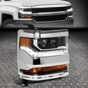 [LED DRL]FOR 16-19 CHEVY SILVERADO 1500 PASSENGER SIDE HID PROJECTOR HEADLIGHT - Picture 1 of 9