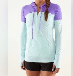 Sudadera con Capucha Lululemon Runbeam Pullover Ligero UPF 50 Power Púrpura Aguamarina 10 - Imagen 1 de 17