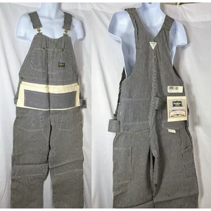 Tuta OshKosh B'Gosh 38x33 Union Made Vestbak USA Y2K Railroad Stripe NUOVA - Foto 1 di 19