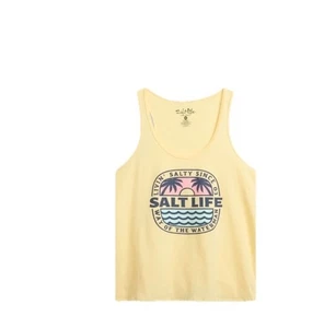 Salt Life YELLOW RacerbackTank Top "DAILY PARADISE" Women's LARGE NWT - Picture 1 of 5