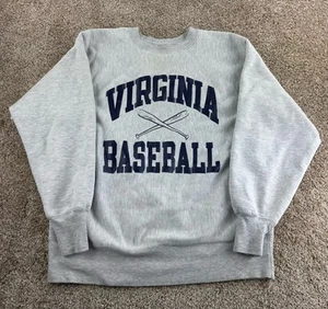 Vintage UVA Crewneck Sweatshirt Men's Large Champion Reverse Weave Baseball 90s - Picture 1 of 8