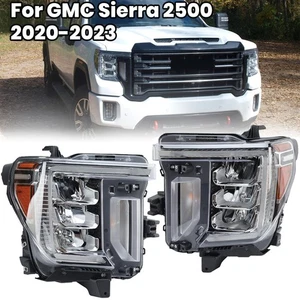 LED Headlight PAIR For GMC Sierra 2500 3500 2020-2023 HD W/ Halogen Signal Light - Bild 1 von 24