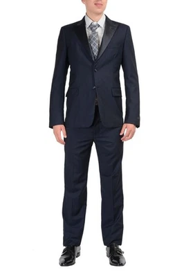 Traje de hombre Prada de lana azul marino estilo esmoquin dos botones talla 36R 38R 42R Foto 1 de 4