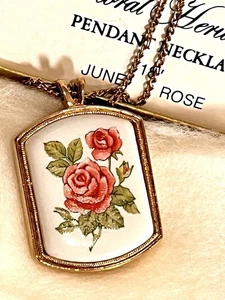 1980 Avon FLORAL HERITAGE JUNE ROSE 18” Necklace Gold-tone NOS In Box Vintage - Picture 1 of 3