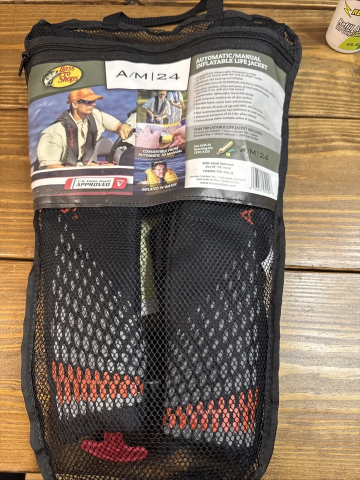 Bass Pro Shops A/M 24 Automatic Inflatable Life Vest Jacket Black - Image 1 of 1