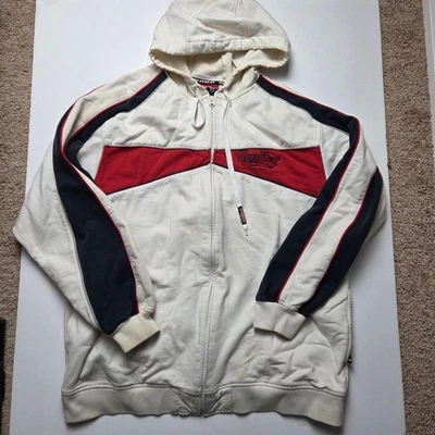 Sudadera con capucha vintage con cremallera RocaWear Y2K para hombre con logotipo rojo blanco azul talla 2XL Foto 1 de 4