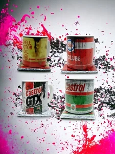 Retro Becher und Untersetzer, Vintage Schild, Öldose Becher, Retro Geschenk, Mechaniker - Bild 1 von 15