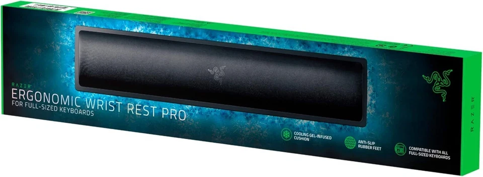 Razer Ergonomic Wrist Rest Pro for Full-sized Keyboards Cooling GEL Infused - a