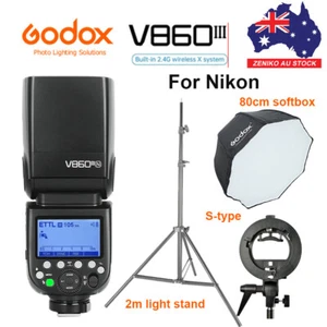 Godox V860IIIN 2.4G TTL HSS Flash Speedlite + 80cm Softbox Bracket Light Stand - Picture 1 of 12