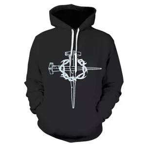 Men Hoodie Hooded Sweatshirt Warrior Helmet Graphic Gray Jacket Lightweight Tee - Picture 1 of 2