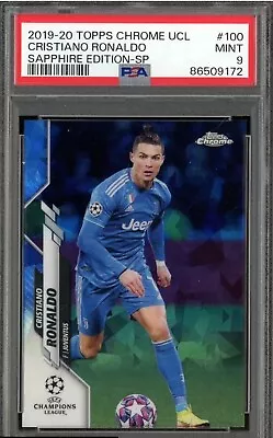 2019-20 Topps Chrome UCL Soccer Sapphire Cristiano Ronaldo SP PSA 9 MINT - Image 1 of 2