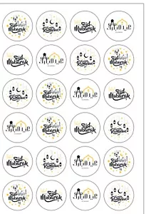 24 Precut Eid Mubarak Cupcake Toppers Edible Wafer Paper Cake Decoration Feast - Picture 1 of 1