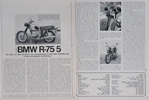 BMW R75 1970/5 3 páginas artículo de prueba de motocicleta - Imagen 1 de 1