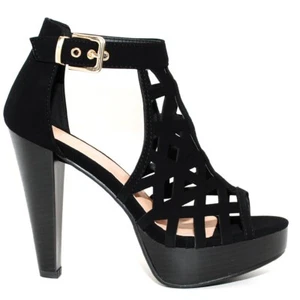 TRENDSup Collection Open Toe Ankle Strap Sandal - Western Bootie Stacked Heel 8 - Picture 1 of 3