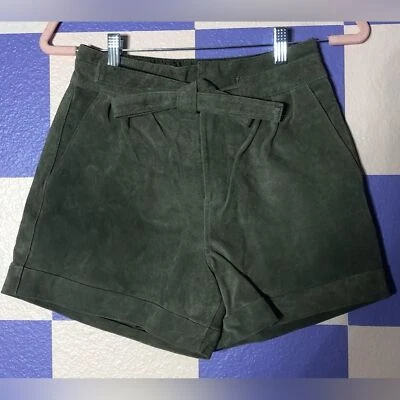 Новый с Ярлыками пустой NYC реальной замши кожаный бумажный мешок талии шорты в розмарин - размер 25 - Изображение 1 из 4