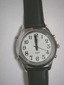 Men's Talking Watch Silver Tone White Face 4 Button. (Time/Alarm) - Picture 1 of 2