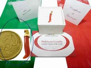 Ciondolo di Argento 925 Corallo rosso in Portafortuna Pendente e PL con Oro 750 - Foto 1 di 4