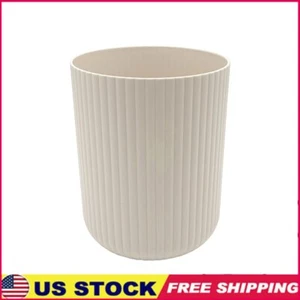 Ribbed Plastic Wastebasket Indoor Garbage Can Touchless Easy Clean Trash Bin New - Picture 1 of 7