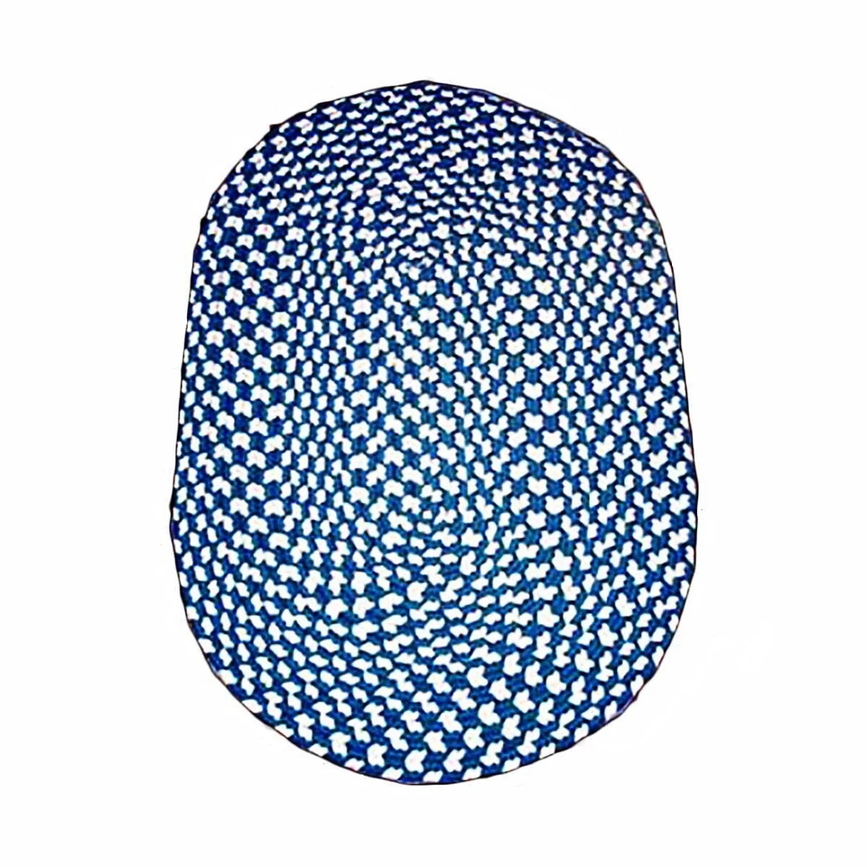 Blue Nylon Concentric Pattern Kitchen Oval Area Rug 9' x 7' | Renovator's Supply - Image 1 of 1