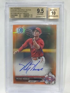 2017 BOWMAN CHROME MICKEY MONIAK /25 AUTO ORANGE REFRACTOR BGS 9.5 10 GEM MINT - Picture 1 of 2