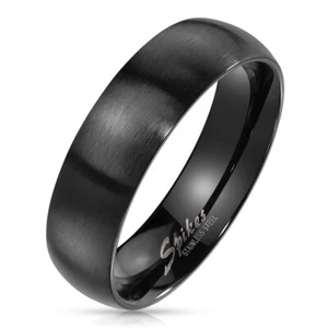 Anello Di Fidanzamento Coppia Donna Uomo Acciaio Inox Nero Opaco 6mm R027 - Picture 1 of 2