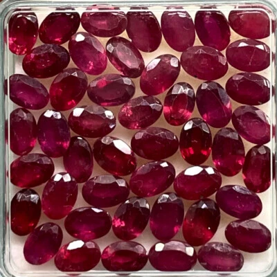 12 Pcs Natural Ruby 6x4mm Oval Cut Rich Sparkling Red Gemstones Wholesale Lot - Image 1 of 4