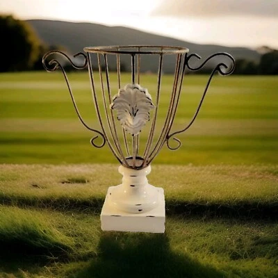 Винтажная металлическая садовая урна с декоративным основанием — идеально подходит для помещений или улицы - Изображение 1 из 4