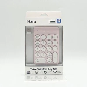 iHome Retro Typewriter Style Wireless Number Key Pad Numpad - Pink - Picture 1 of 2